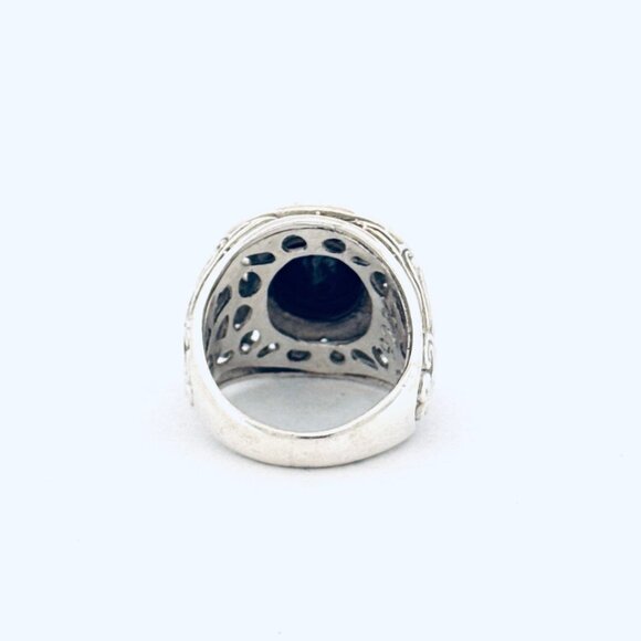 Estate Vintage Bali Sterling Silver 925 Black Onyx Ring Size 6 Statement 9.4g - Picture 3 of 10